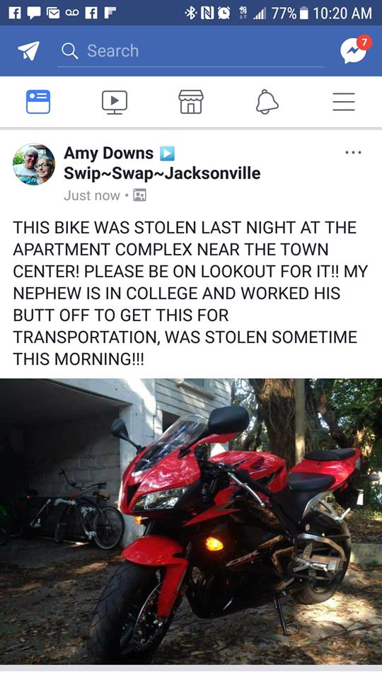 Motorcycle theft example post